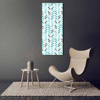 Tableau sur verre acrylique Chevrons bleus