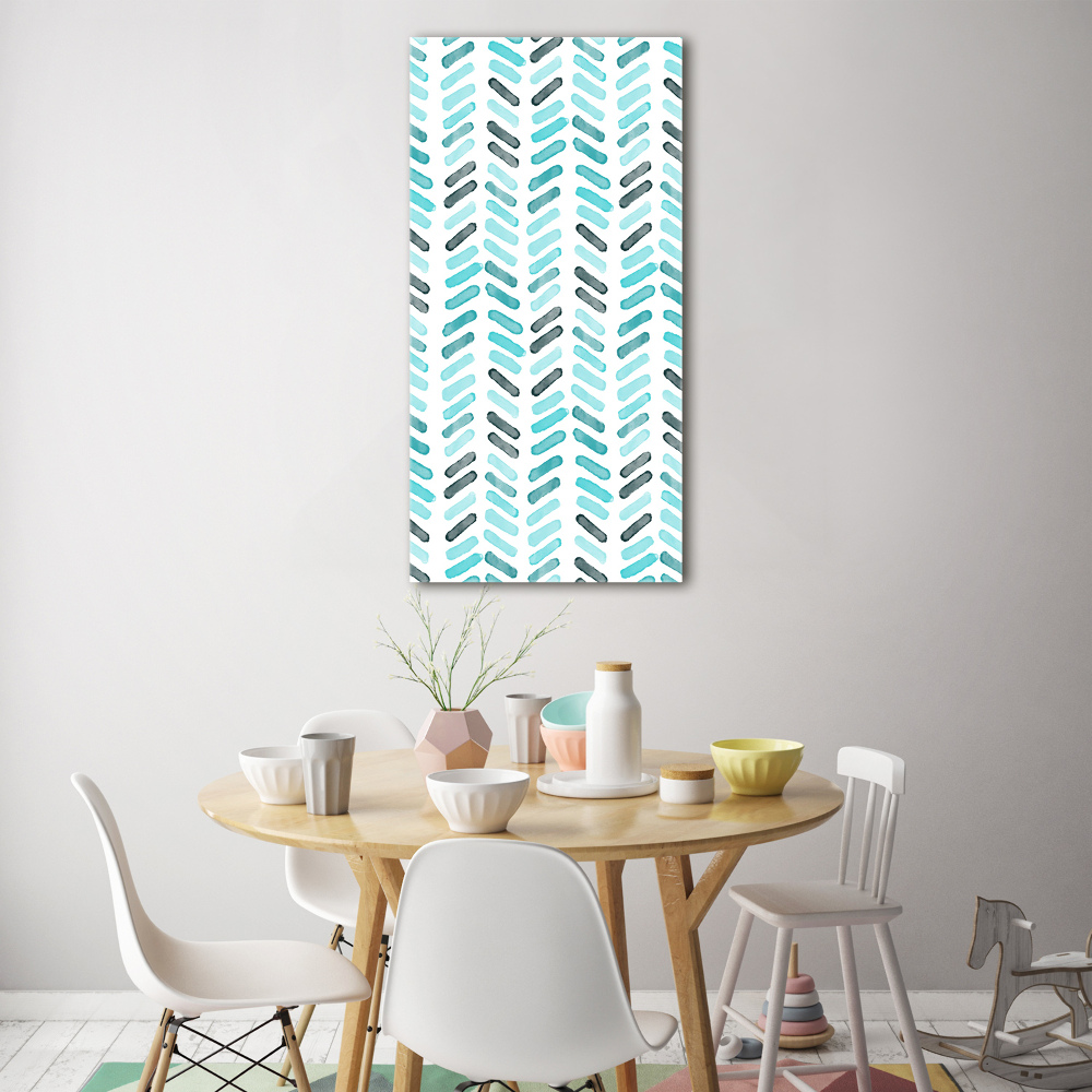 Tableau sur verre acrylique Chevrons bleus