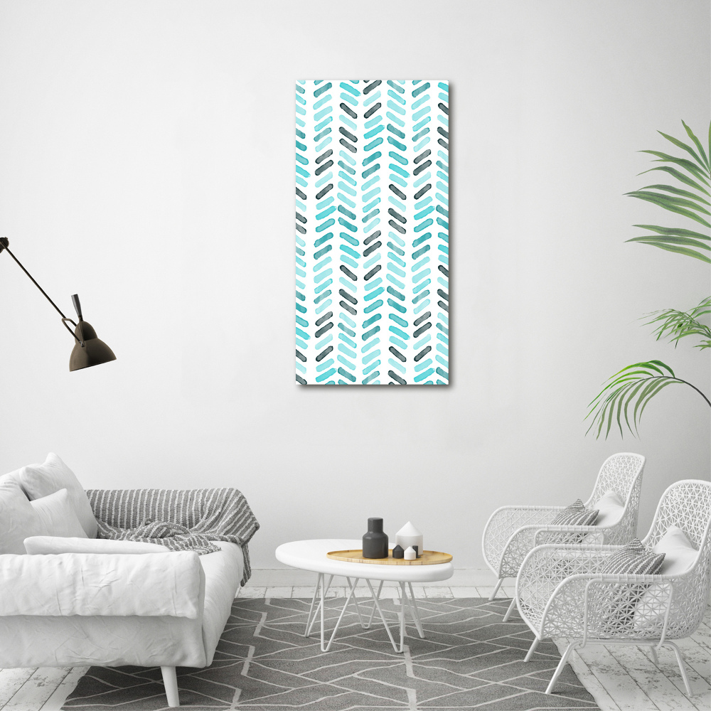 Tableau sur verre acrylique Chevrons bleus