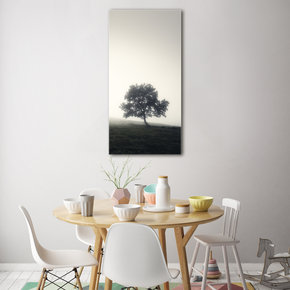 Tableau sur verre acrylique Arbre dans la brume