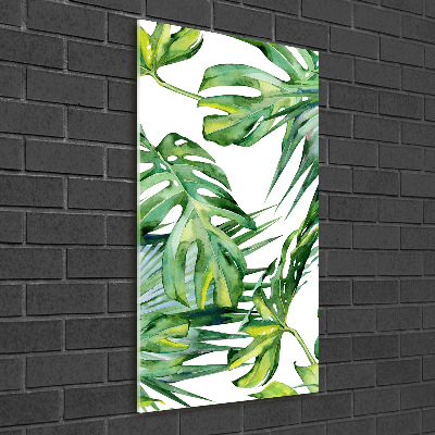 Tableau acrylique Feuilles de monstera peintes