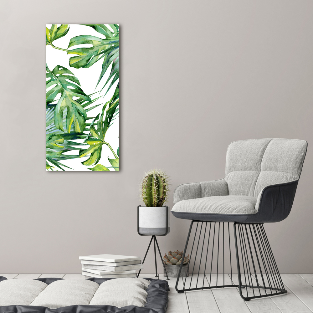 Tableau acrylique Feuilles de monstera peintes