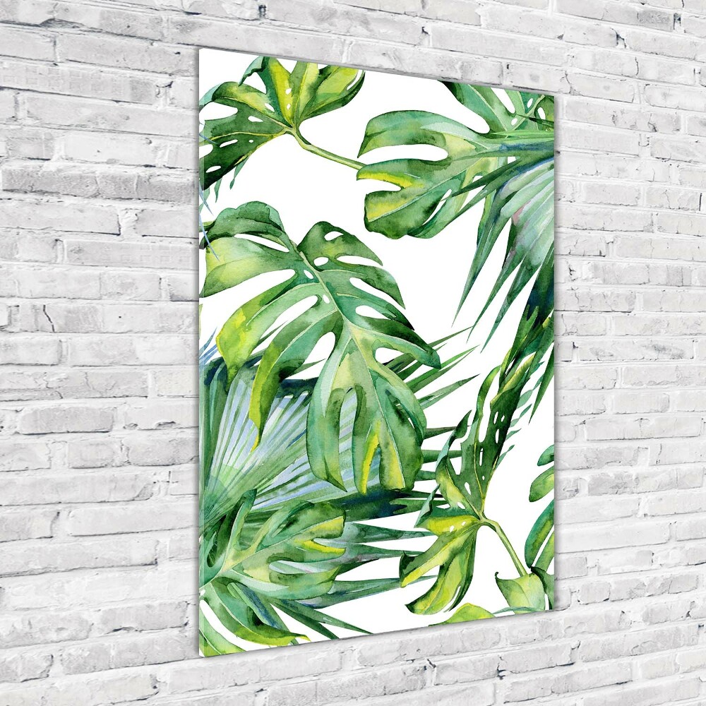 Tableau acrylique Feuilles de monstera peintes