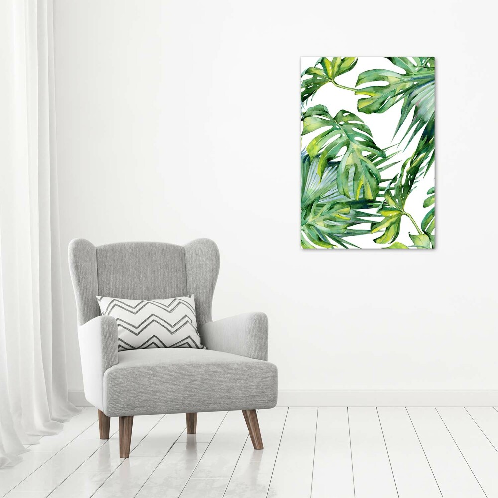 Tableau acrylique Feuilles de monstera peintes