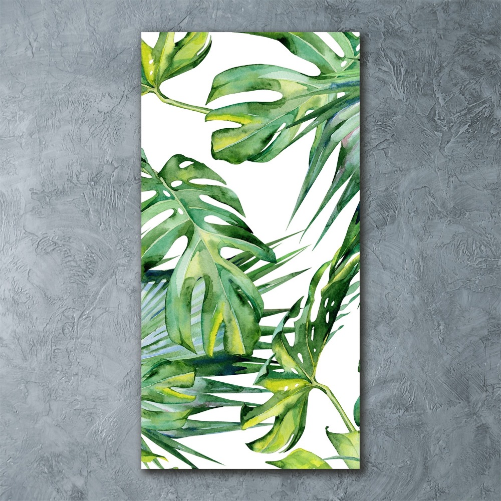 Tableau acrylique Feuilles de monstera peintes