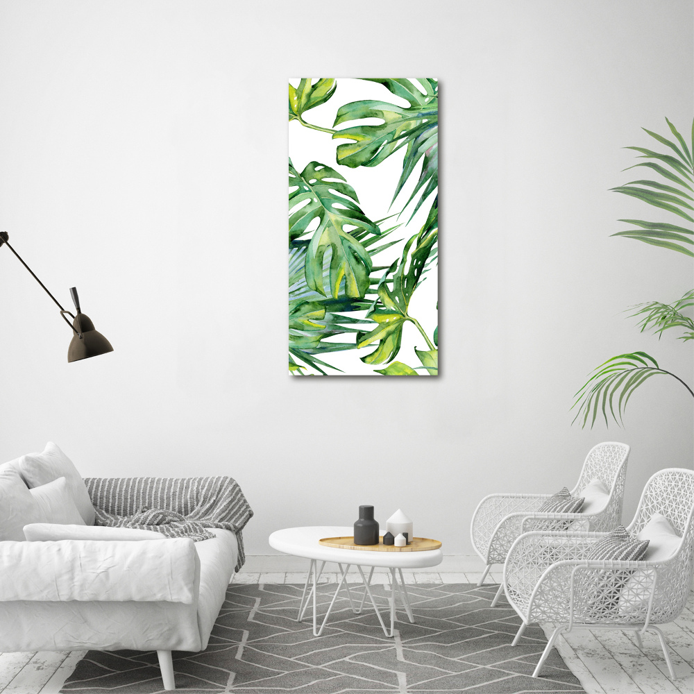 Tableau acrylique Feuilles de monstera peintes