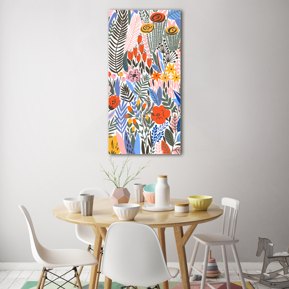 Tableau sur verre acrylique Fleurs tropicales