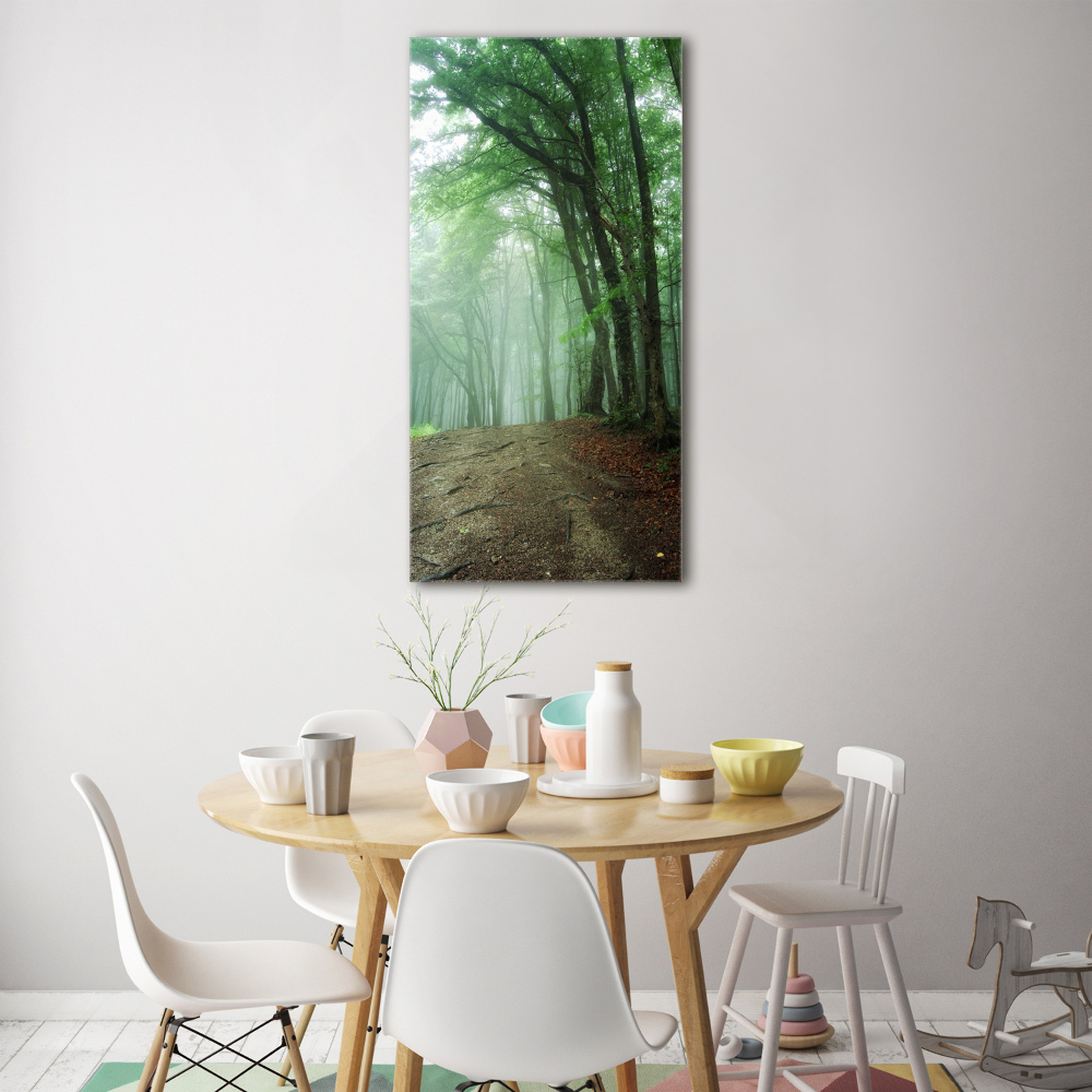 Tableau sur verre acrylique Brume dans la forêt