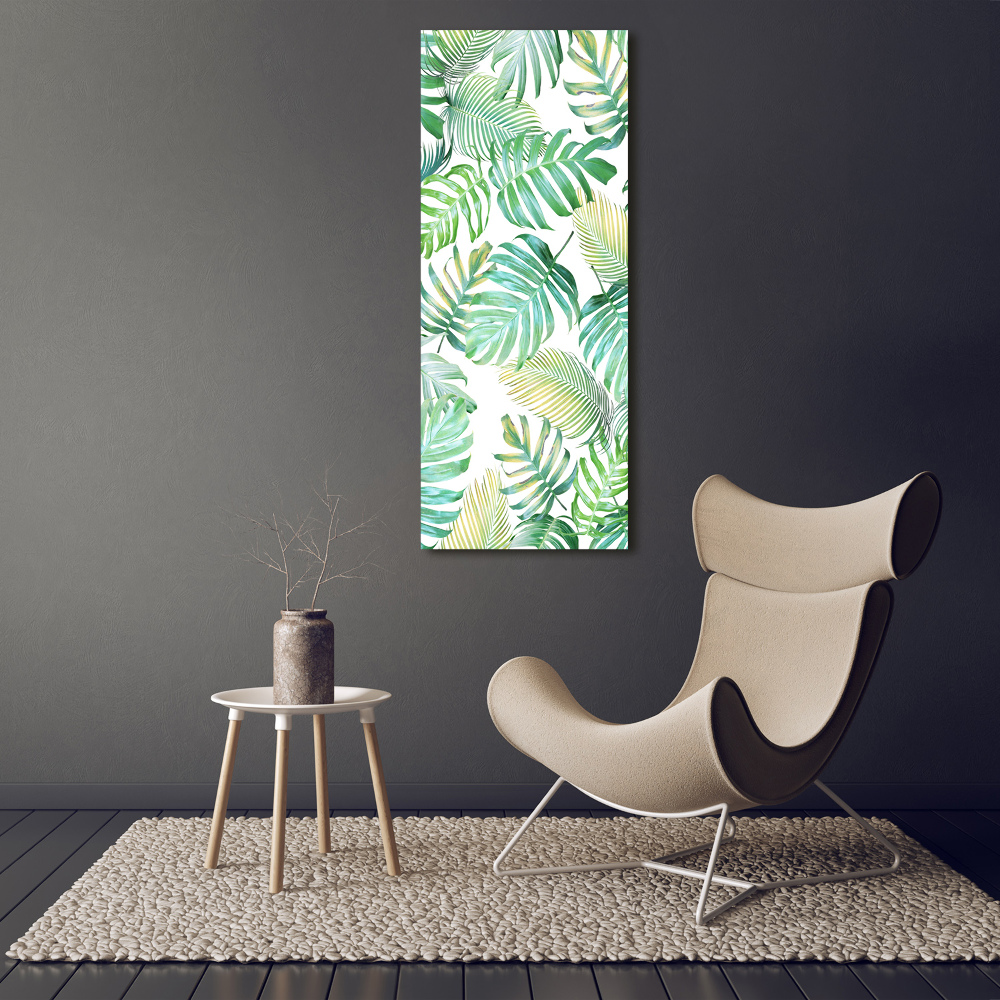 Tableau verre acrylique Feuilles tropicales peinte