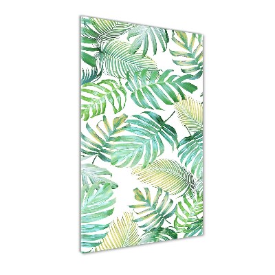 Tableau verre acrylique Feuilles tropicales peinte