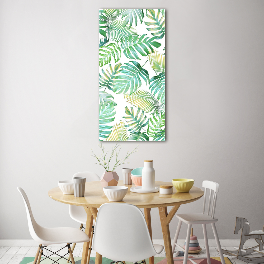 Tableau verre acrylique Feuilles tropicales peinte