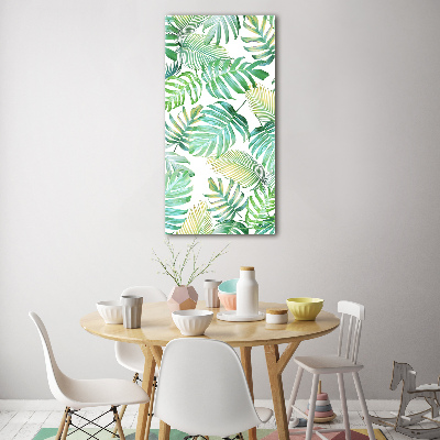 Tableau verre acrylique Feuilles tropicales peinte