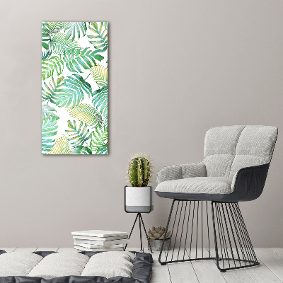 Tableau verre acrylique Feuilles tropicales peinte