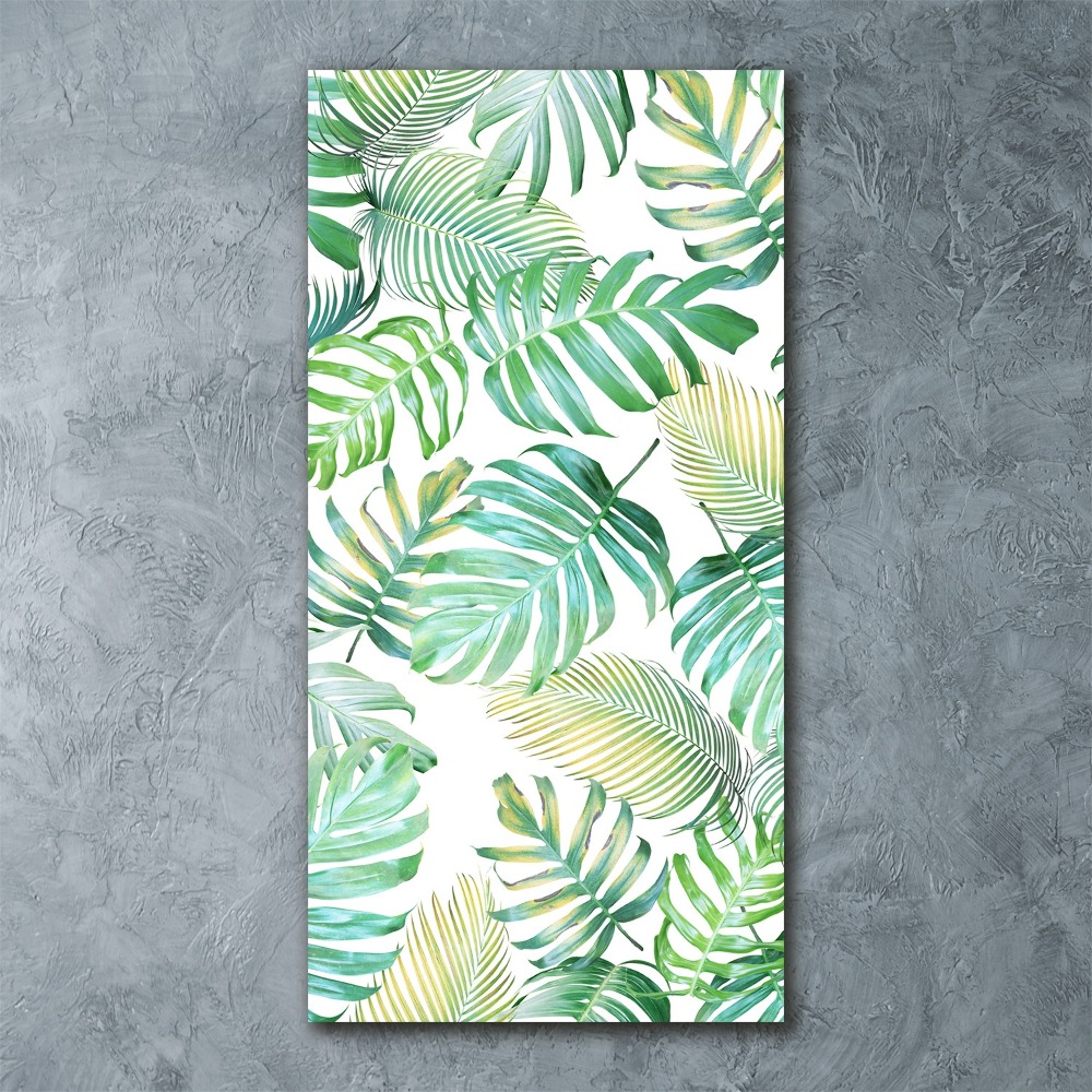 Tableau verre acrylique Feuilles tropicales peinte