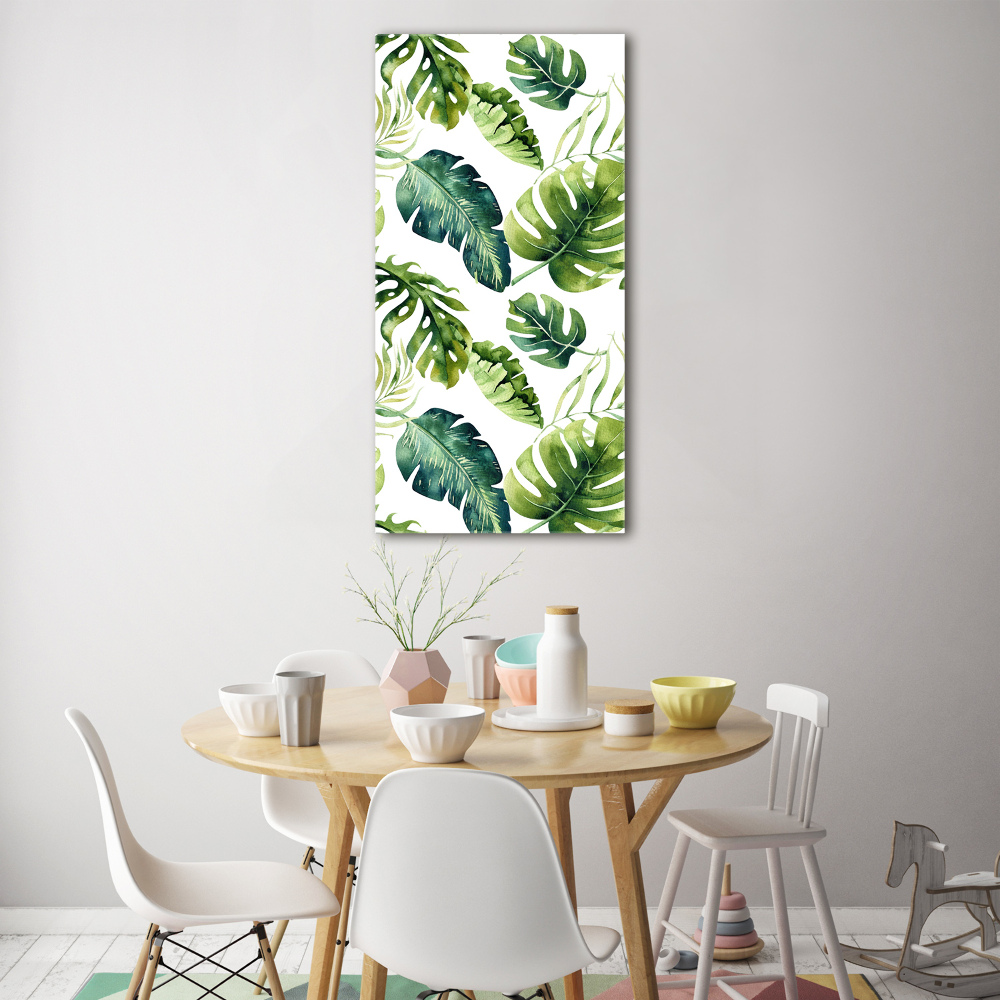 Tableau sur verre acrylique Feuilles tropicales peinte