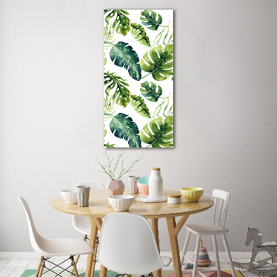 Tableau sur verre acrylique Feuilles tropicales peinte