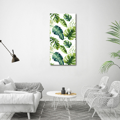 Tableau sur verre acrylique Feuilles tropicales peinte