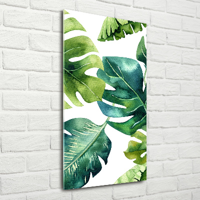 Tableau acrylique Feuilles tropicales peinte