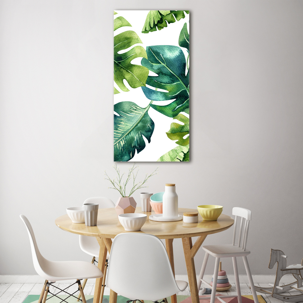 Tableau acrylique Feuilles tropicales peinte