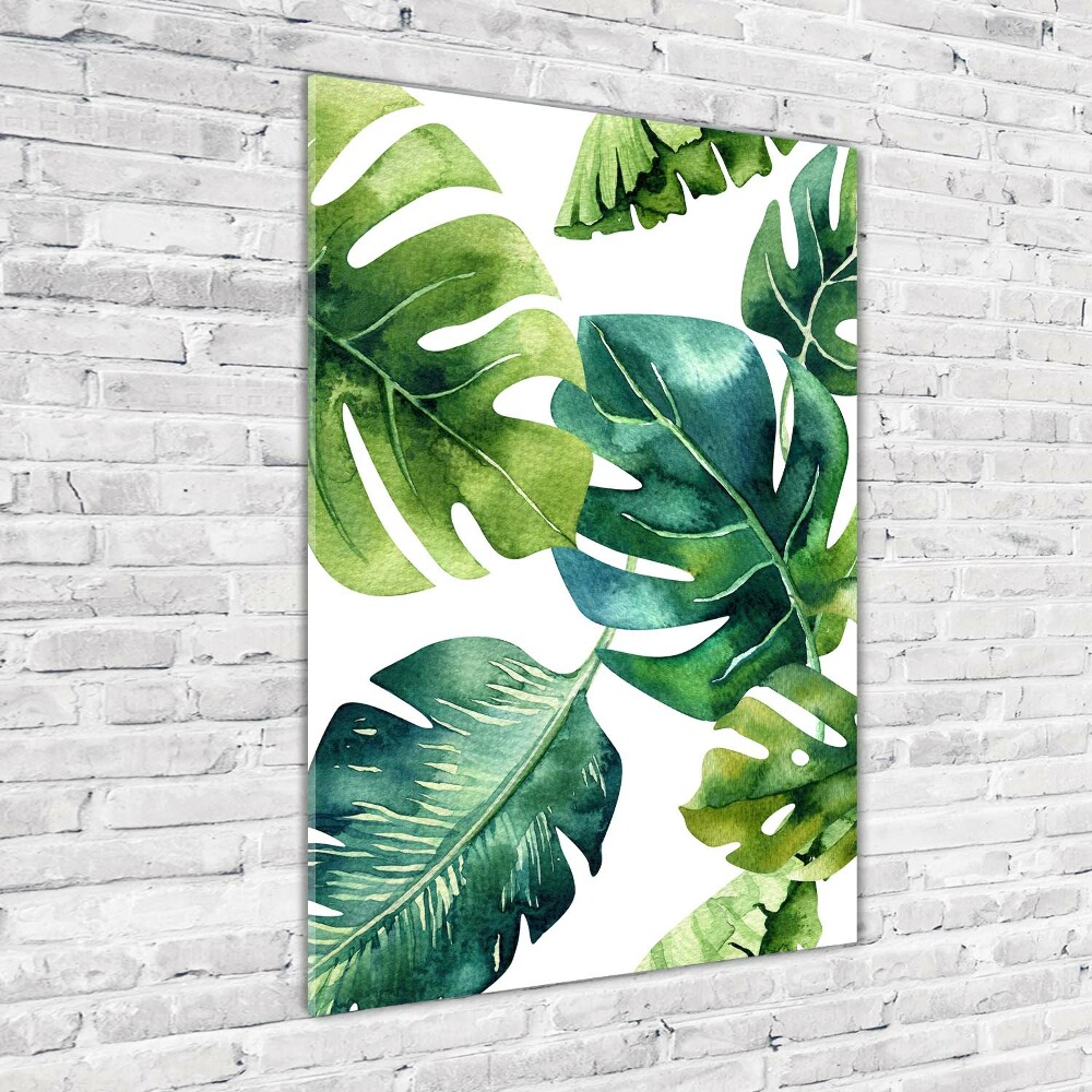 Tableau acrylique Feuilles tropicales peinte