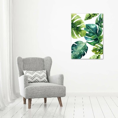 Tableau acrylique Feuilles tropicales peinte