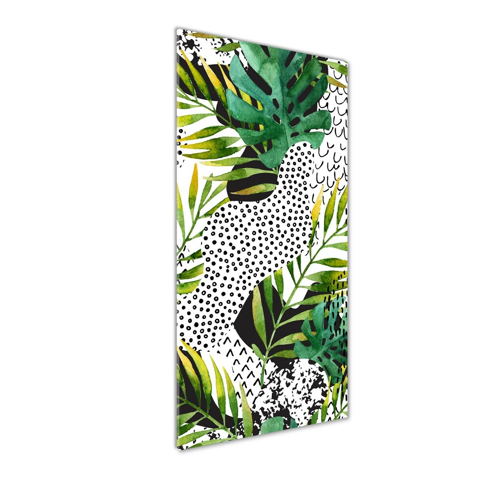 Tableau en acrylique Feuilles tropicales points noirs