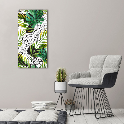 Tableau en acrylique Feuilles tropicales points noirs