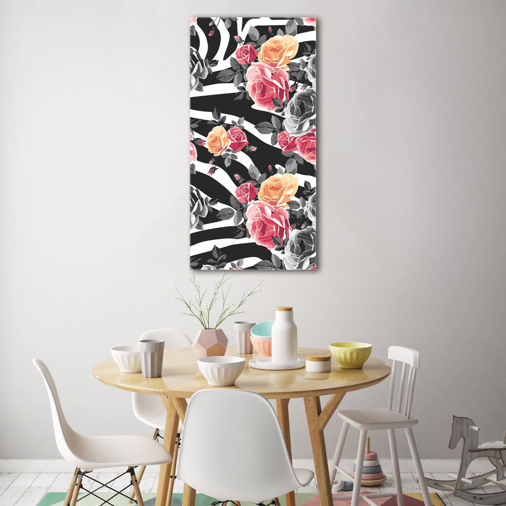 Tableau en acrylique Roses zébrées