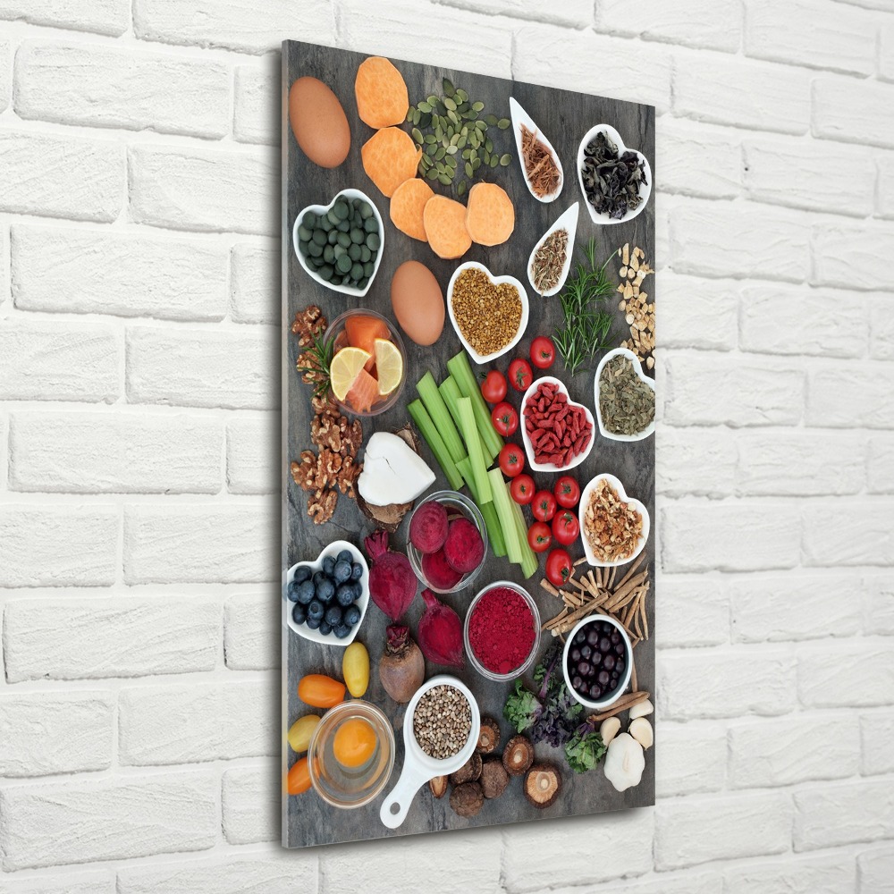 Tableau verre acrylique Aliments sains