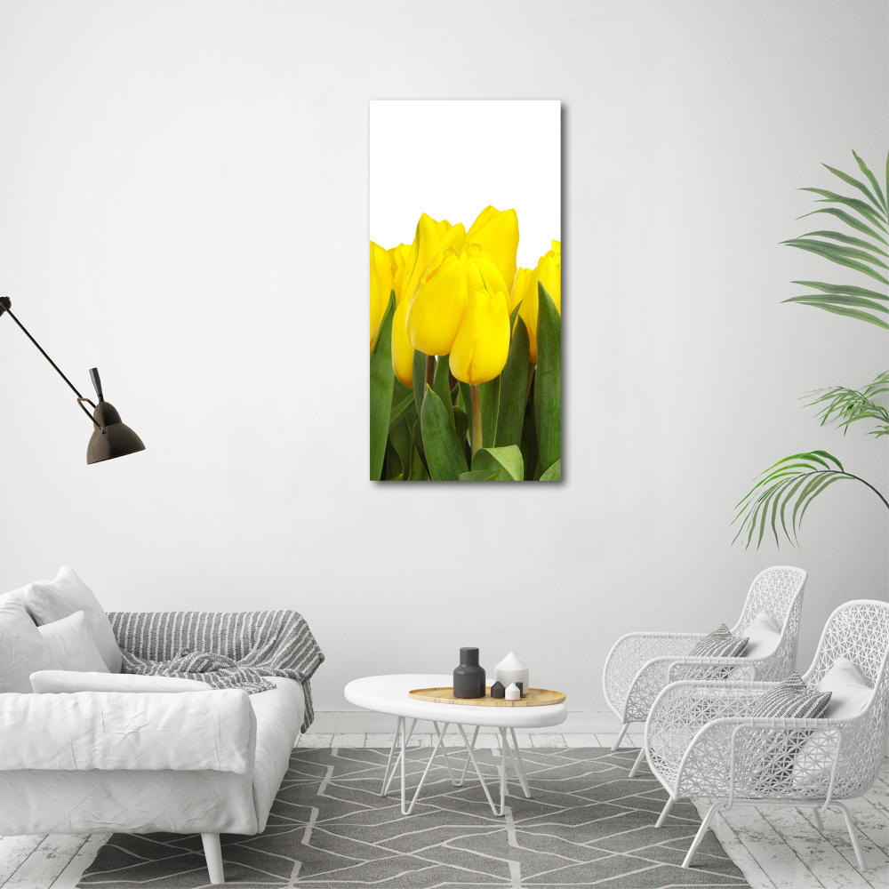 Tableau sur verre acrylique Tulipes jaunes