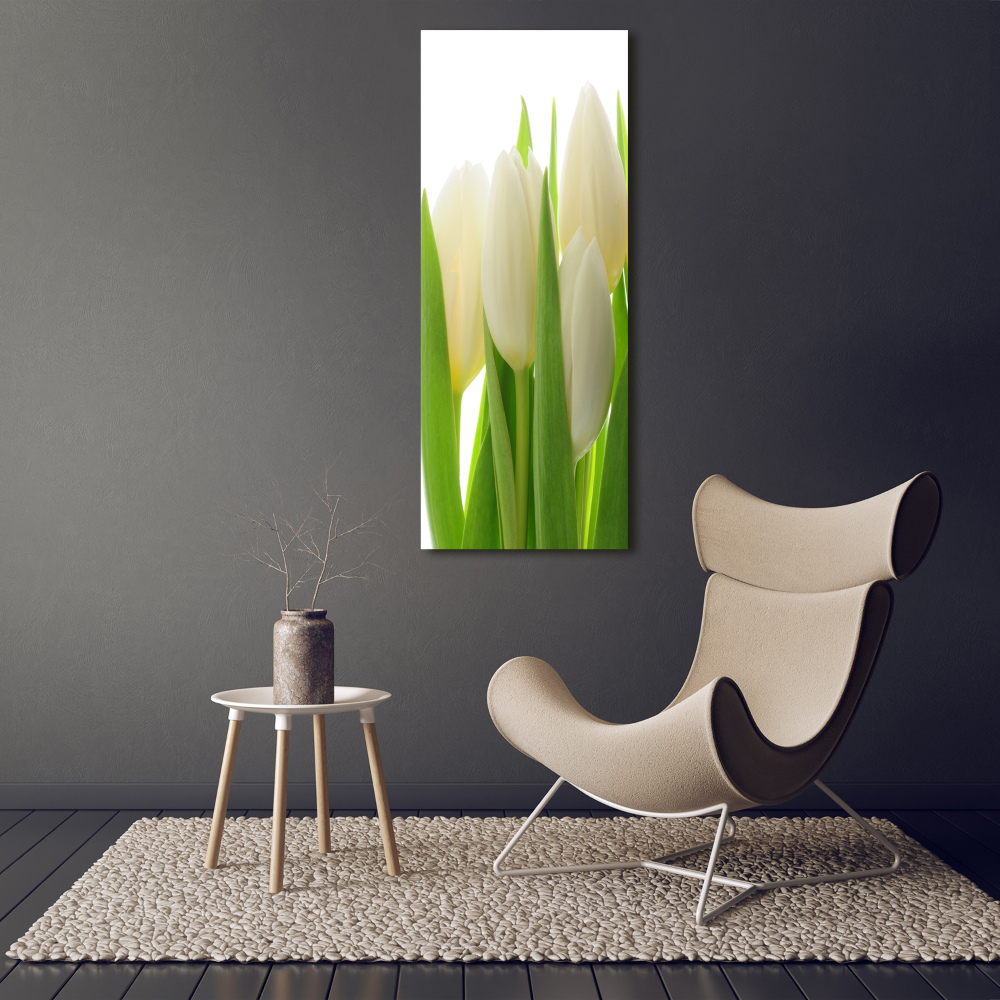 Tableau sur verre acrylique Tulipes blanches