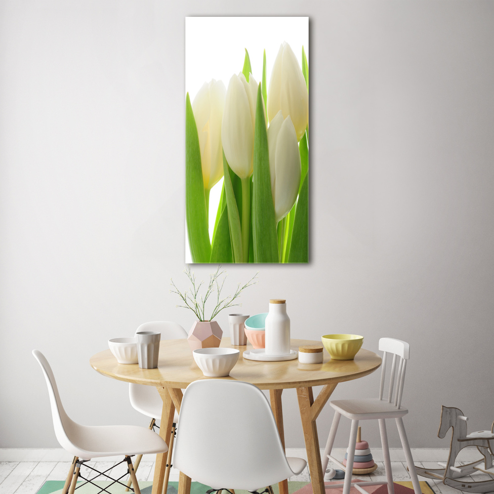 Tableau sur verre acrylique Tulipes blanches