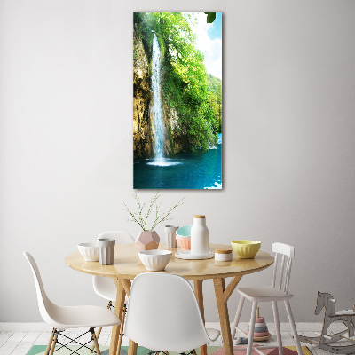 Tableau sur verre acrylique Cascade dans la forêt