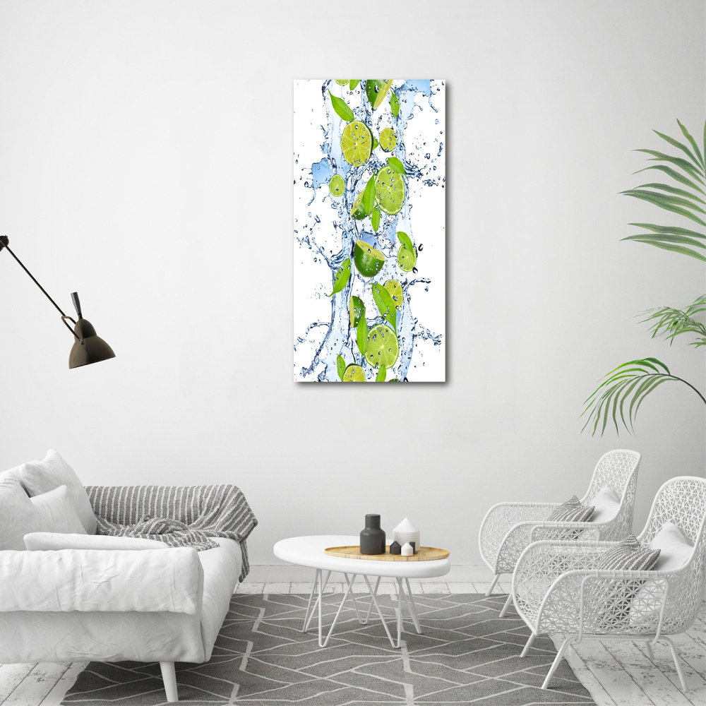 Tableau verre acrylique Citron vert et eau