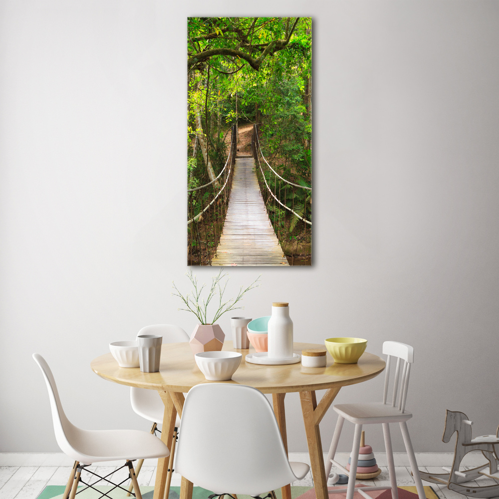 Tableau verre acrylique Pont suspendu dans la forêt