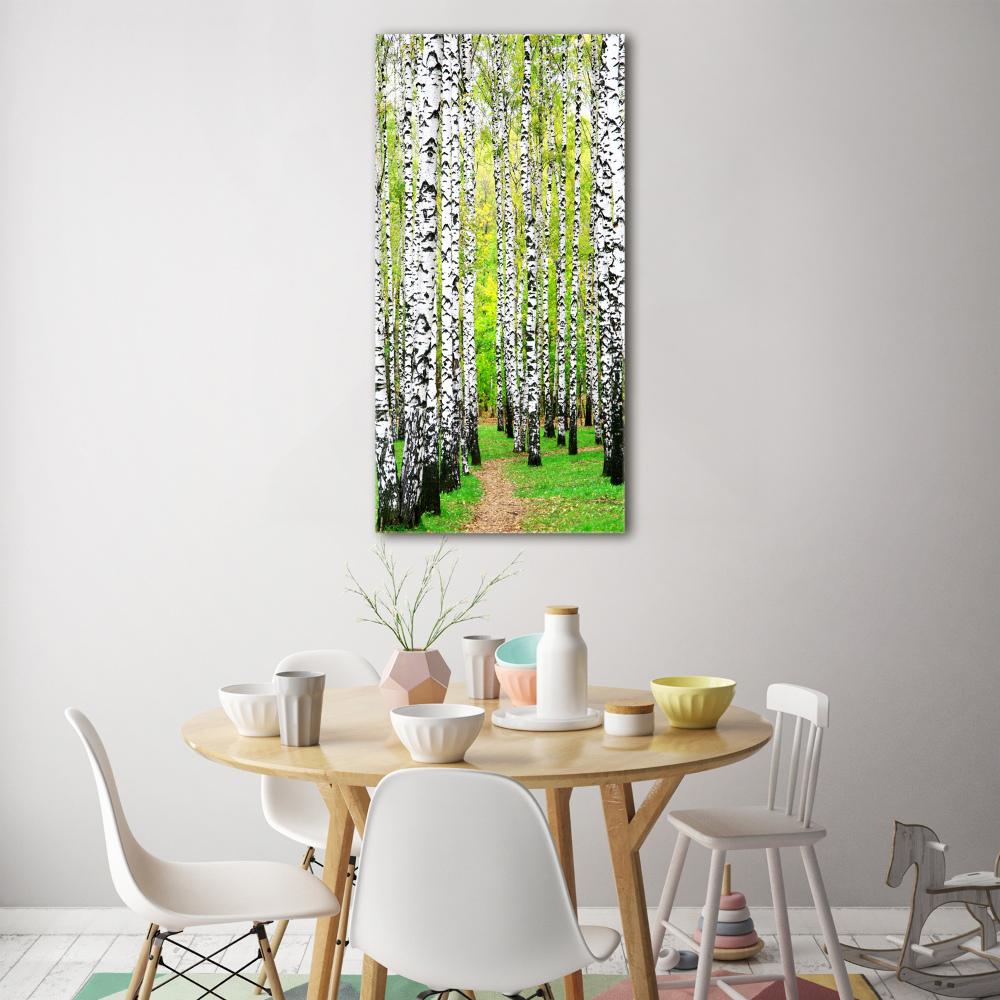 Tableau sur verre acrylique Forêt de bouleaux