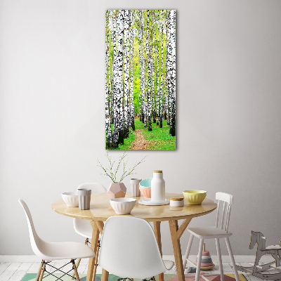 Tableau sur verre acrylique Forêt de bouleaux