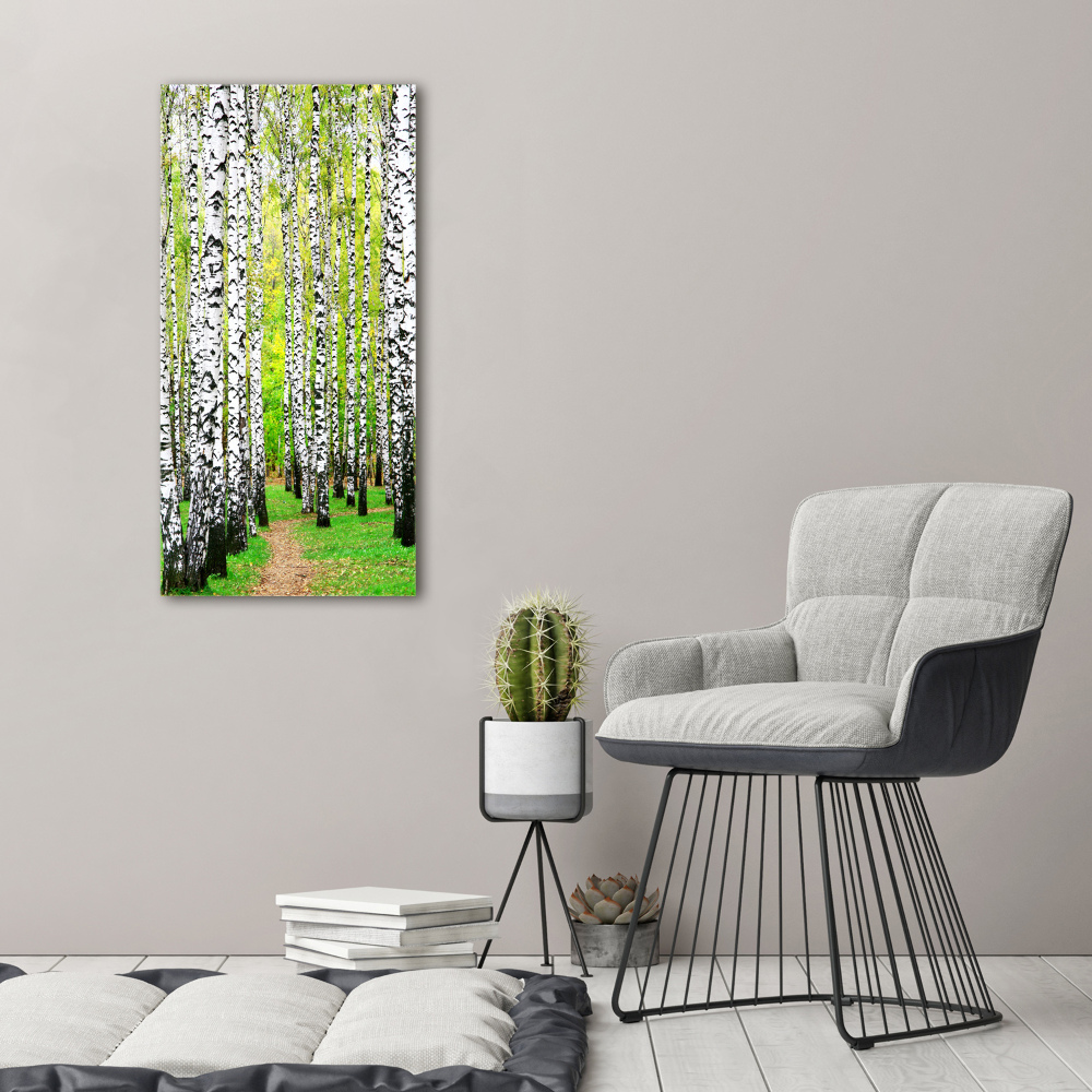 Tableau sur verre acrylique Forêt de bouleaux