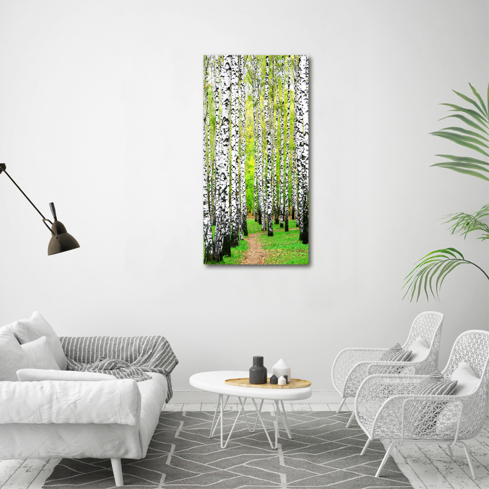 Tableau sur verre acrylique Forêt de bouleaux