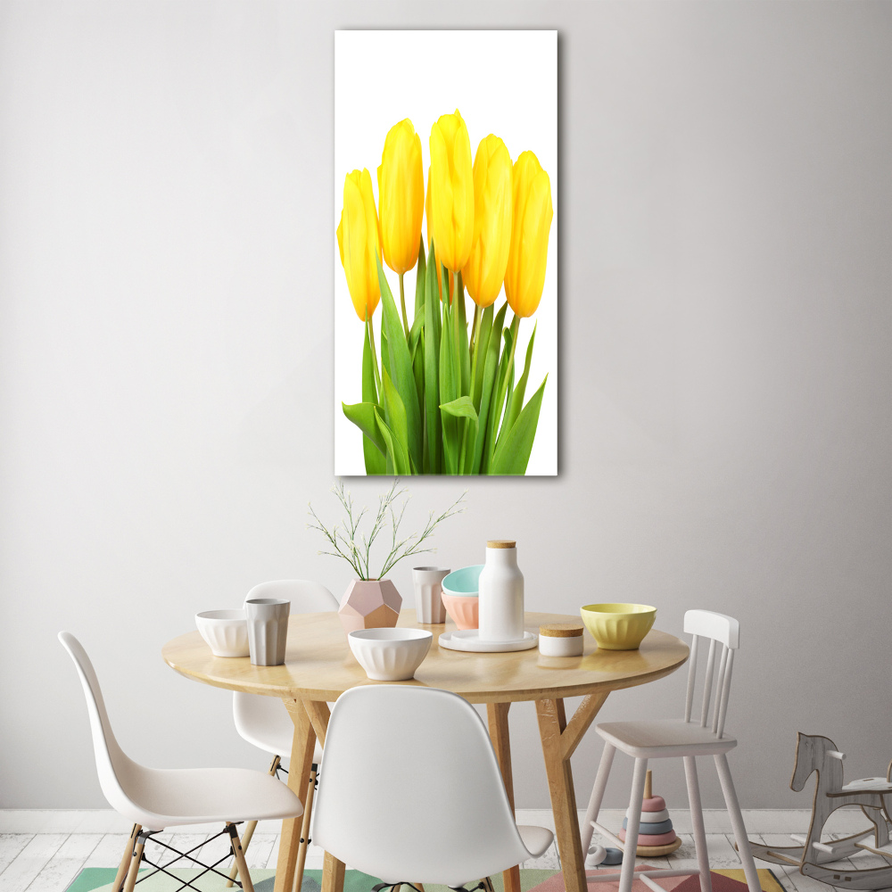 Tableau verre acrylique Tulipes jaunes