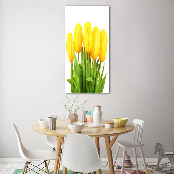 Tableau verre acrylique Tulipes jaunes