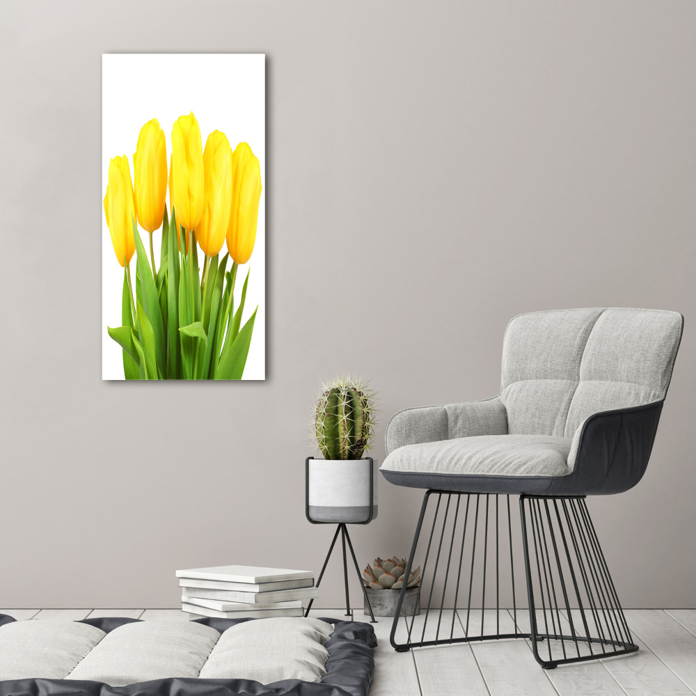 Tableau verre acrylique Tulipes jaunes