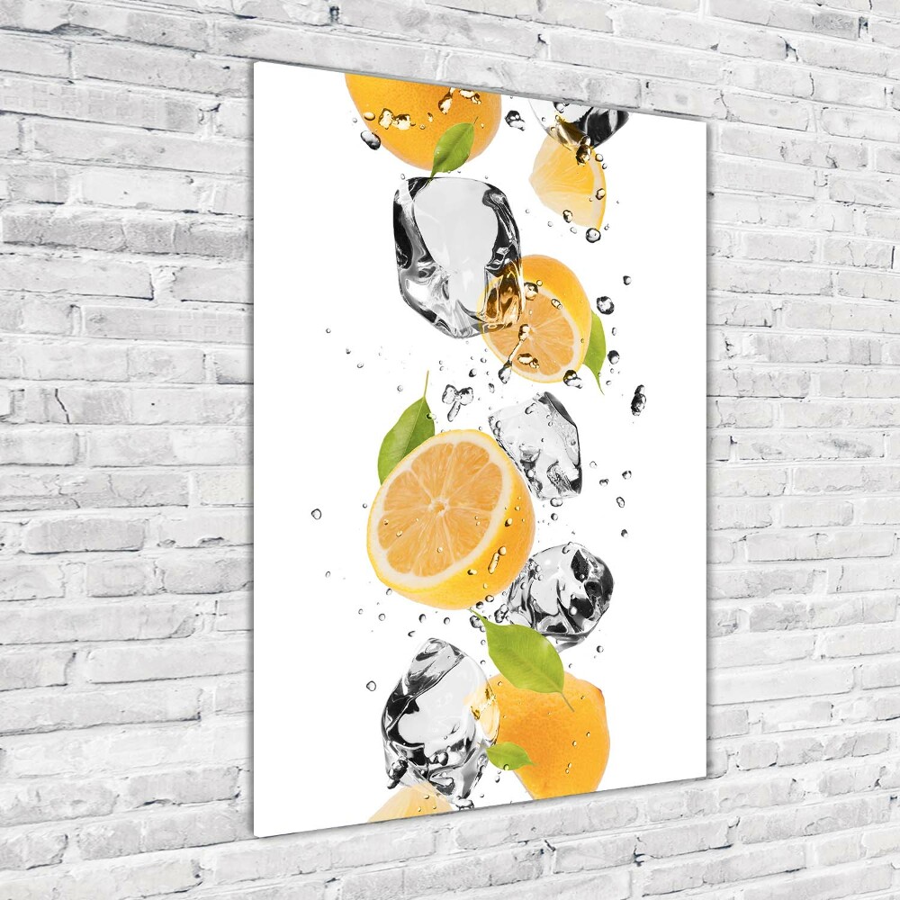 Tableau verre acrylique Citrons et eau