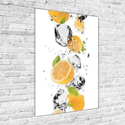 Tableau verre acrylique Citrons et eau