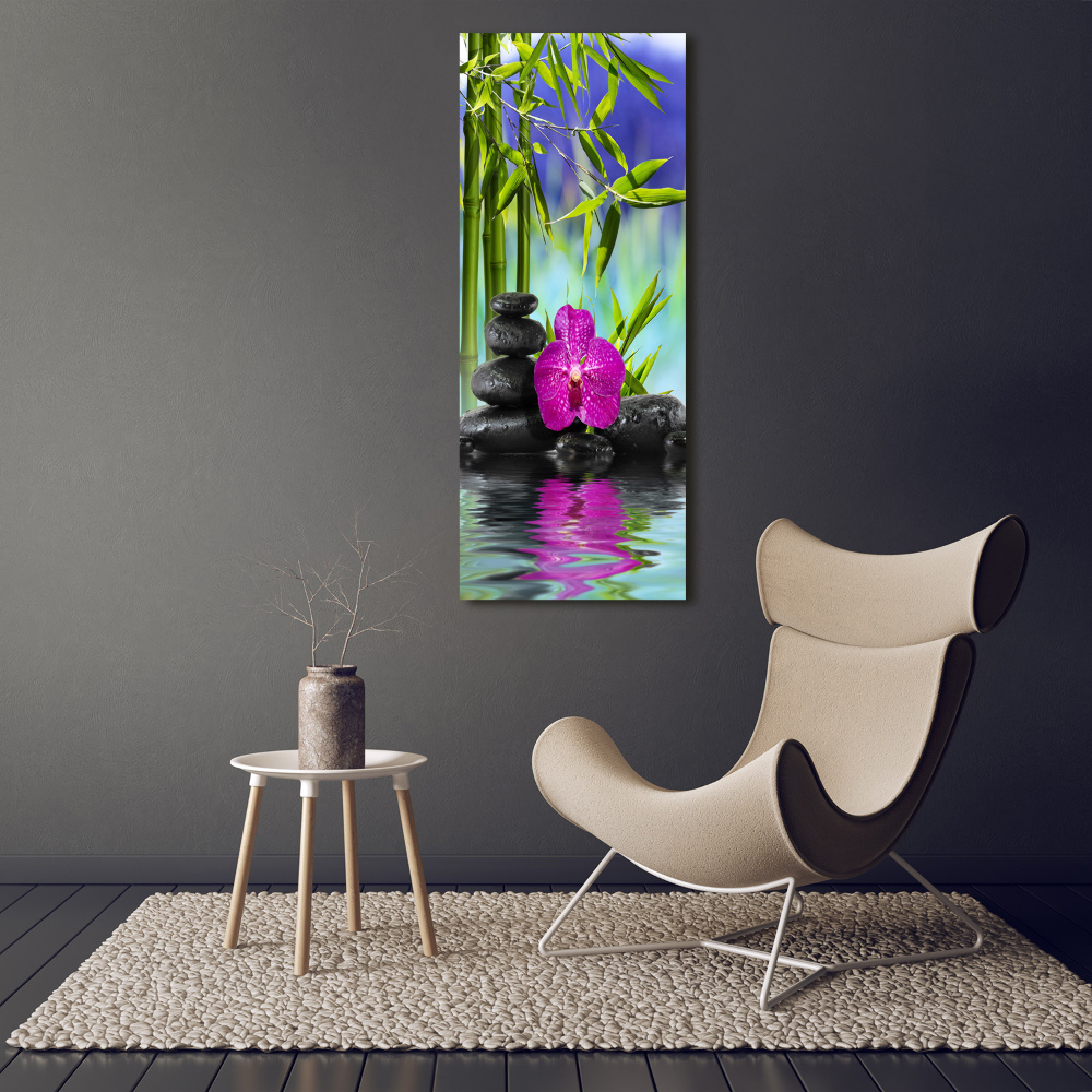 Acrylique tableau Orchidée et bambou