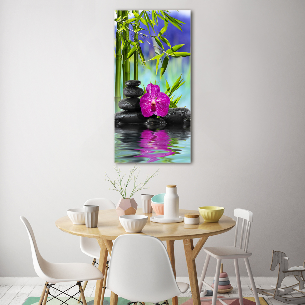 Acrylique tableau Orchidée et bambou