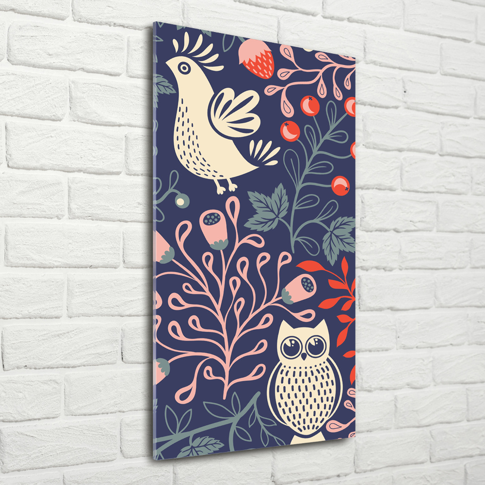 Tableau en acrylique Coq poule hibou