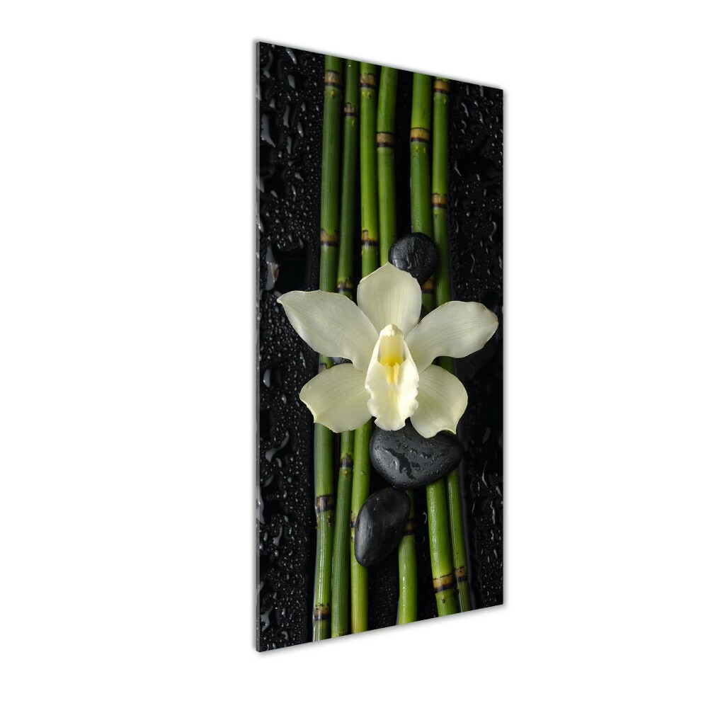 Tableau verre acrylique Orchidée et bambou