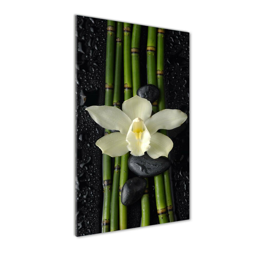 Tableau verre acrylique Orchidée et bambou