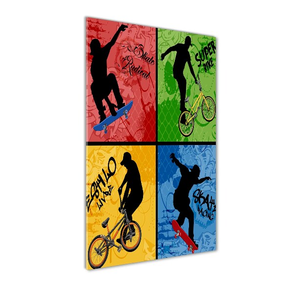 Tableau en acrylique Vélo et planche à roulettes